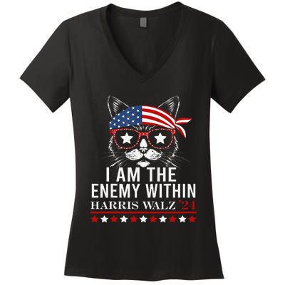 I Am The Enemy Within Harris Walz 2024 Merch Women's V-Neck T-Shirt