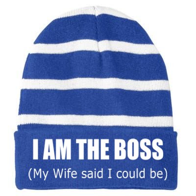 I Am The Boss Gift My Wife Said I Could Gift Striped Beanie with Solid Band