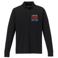 I Am The Enemy Within Performance Long Sleeve Polo