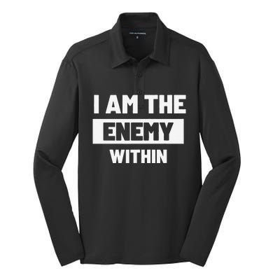 I Am The Enemy Within Silk Touch Performance Long Sleeve Polo