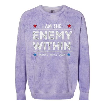 I Am The Enemy Within Harris Walz 2024 Merch Colorblast Crewneck Sweatshirt