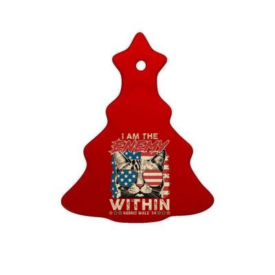 I Am The Enemy Within Kamala Harris Cat 2024 Ceramic Tree Ornament