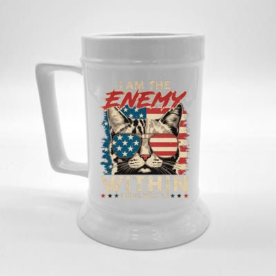 I Am The Enemy Within Kamala Harris Cat 2024 Beer Stein