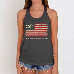 I Am The Enemy Within Kamala Harris Cat Lady President Us Women's Knotted Racerback Tank