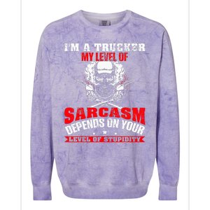 Im A Trucker My Level Of Sarcasm Depends On Your Level Of Colorblast Crewneck Sweatshirt