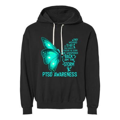 I Am The Storm PTSD Awareness Butterfly Garment-Dyed Fleece Hoodie