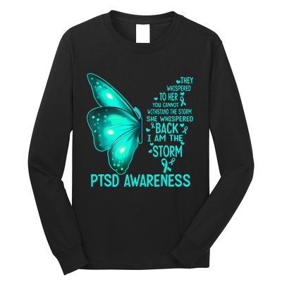 I Am The Storm PTSD Awareness Butterfly Long Sleeve Shirt