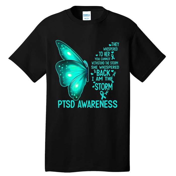 I Am The Storm PTSD Awareness Butterfly Tall T-Shirt