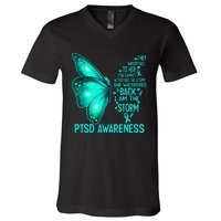 I Am The Storm PTSD Awareness Butterfly V-Neck T-Shirt