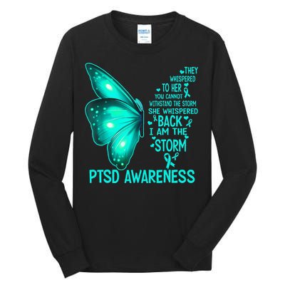 I Am The Storm PTSD Awareness Butterfly Tall Long Sleeve T-Shirt