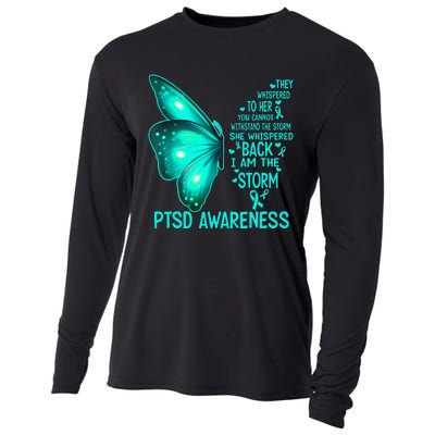 I Am The Storm PTSD Awareness Butterfly Cooling Performance Long Sleeve Crew