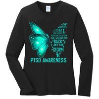 I Am The Storm PTSD Awareness Butterfly Ladies Long Sleeve Shirt