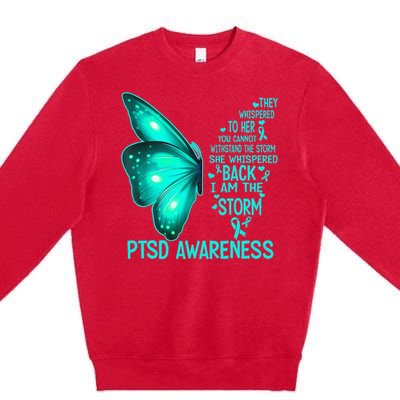 I Am The Storm PTSD Awareness Butterfly Premium Crewneck Sweatshirt