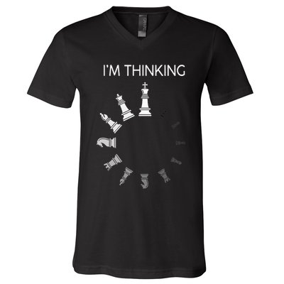 I am Thinking Chess Pieces I'm Thinking Chess Player Lover V-Neck T-Shirt