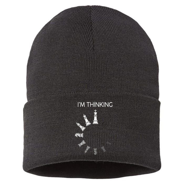 I am Thinking Chess Pieces I'm Thinking Chess Player Lover Sustainable Knit Beanie