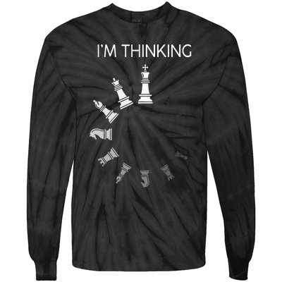 I am Thinking Chess Pieces I'm Thinking Chess Player Lover Tie-Dye Long Sleeve Shirt