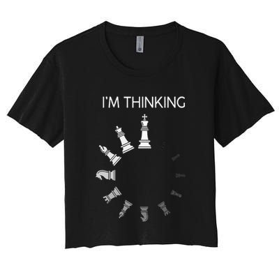 I am Thinking Chess Pieces I'm Thinking Chess Player Lover Crop Top