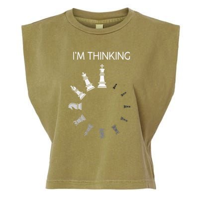 I am Thinking Chess Pieces I'm Thinking Chess Player Lover Garment-Dyed Women's Muscle Tee