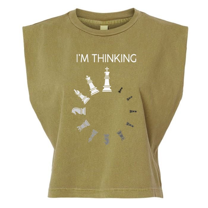 I am Thinking Chess Pieces I'm Thinking Chess Player Lover Garment-Dyed Women's Muscle Tee