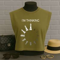 I am Thinking Chess Pieces I'm Thinking Chess Player Lover Garment-Dyed Women's Muscle Tee
