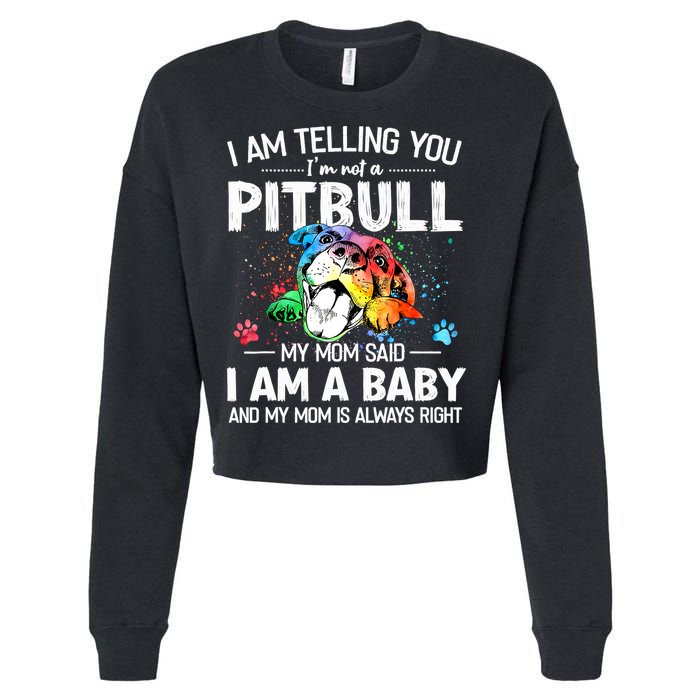 I Am Telling You I'm Not A Pitbull Dog I Am A Baby And My Mom Is Always Right Cropped Pullover Crew
