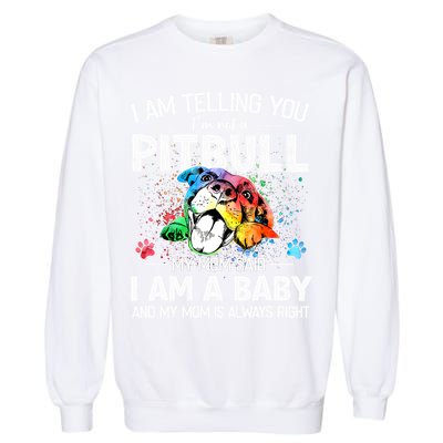 I Am Telling You I'm Not A Pitbull Dog I Am A Baby And My Mom Is Always Right Garment-Dyed Sweatshirt