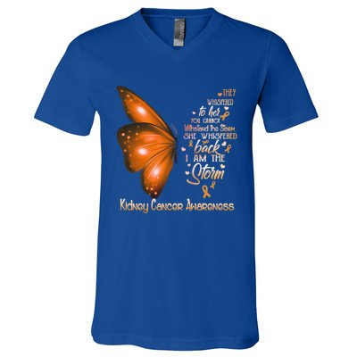 I Am The Storm Ney Cancer Awareness Butterfly Gift V-Neck T-Shirt