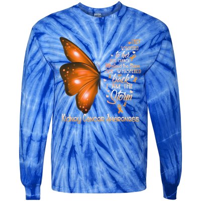 I Am The Storm Ney Cancer Awareness Butterfly Gift Tie-Dye Long Sleeve Shirt