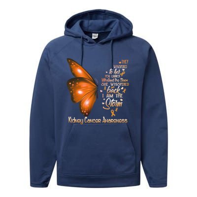 I Am The Storm Ney Cancer Awareness Butterfly Gift Performance Fleece Hoodie