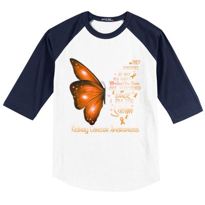 I Am The Storm Ney Cancer Awareness Butterfly Gift Baseball Sleeve Shirt