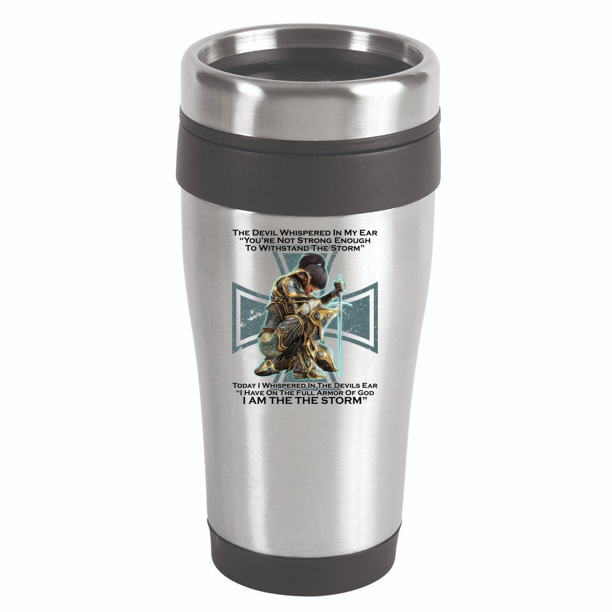 I Am The Storm Female Knight Warrioress 16oz Travel Tumbler