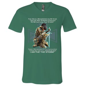 I Am The Storm Female Knight Warrioress V-Neck T-Shirt