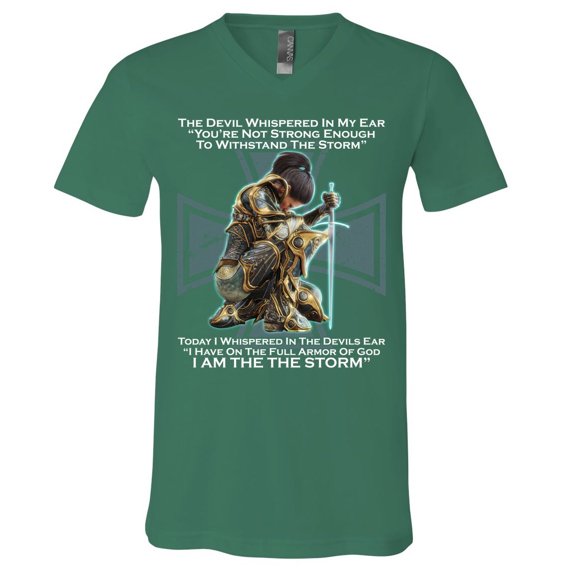 I Am The Storm Female Knight Warrioress V-Neck T-Shirt