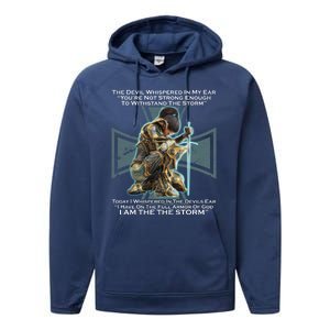 I Am The Storm Female Knight Warrioress Performance Fleece Hoodie