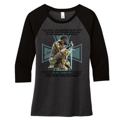 I Am The Storm Female Knight Warrioress Women's Tri-Blend 3/4-Sleeve Raglan Shirt