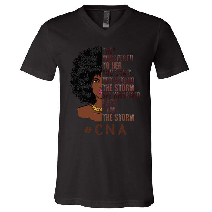 I Am The Storm Cna apparel African American V-Neck T-Shirt