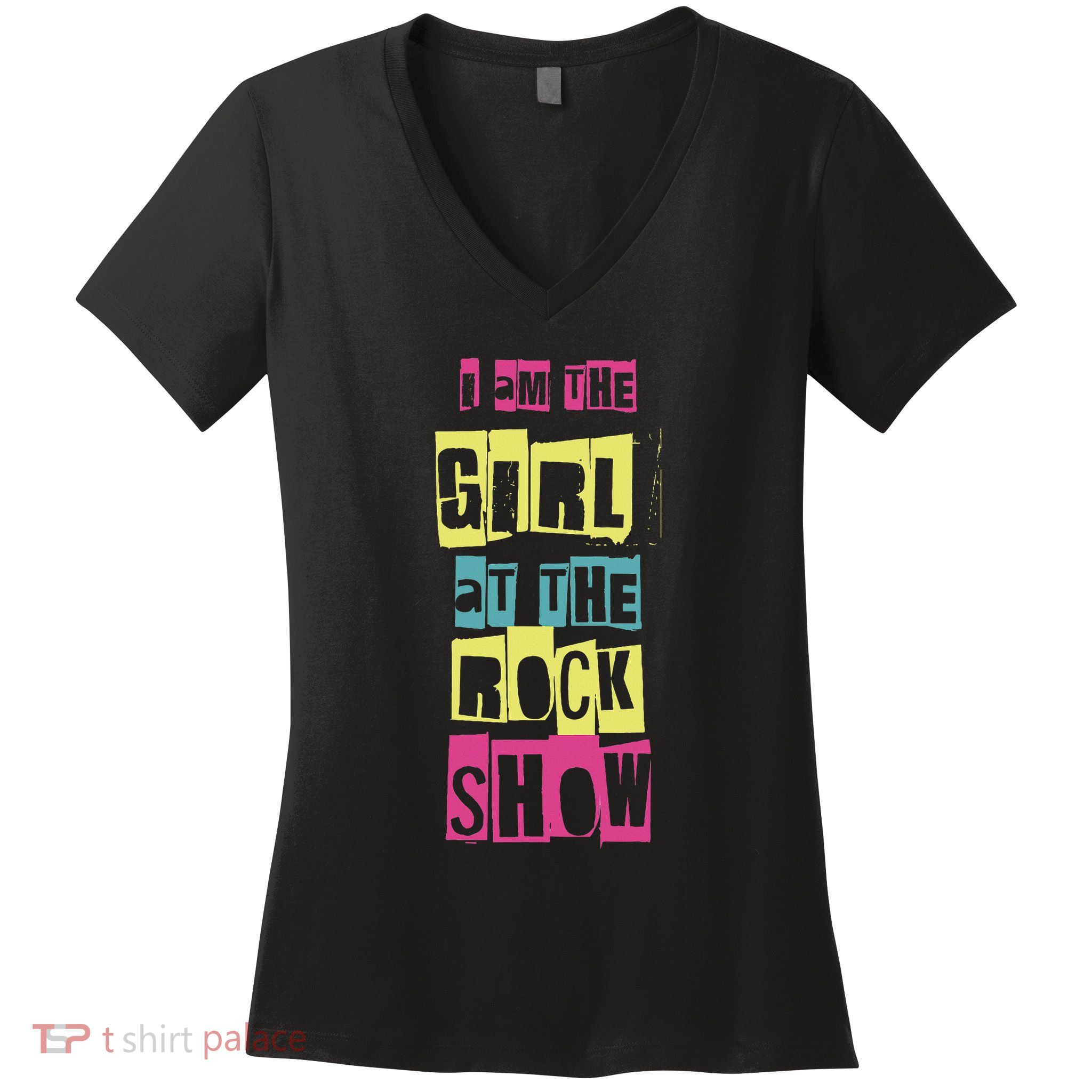 I Am The Girl At The R.O.C.K Show Funny Punk Rock Women's V-Neck T-Shirt