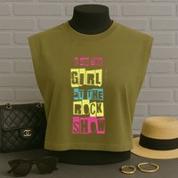 I Am The Girl At The R.O.C.K Show Funny Punk Rock Garment-Dyed Women's Muscle Tee