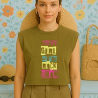 I Am The Girl At The R.O.C.K Show Funny Punk Rock Garment-Dyed Women's Muscle Tee