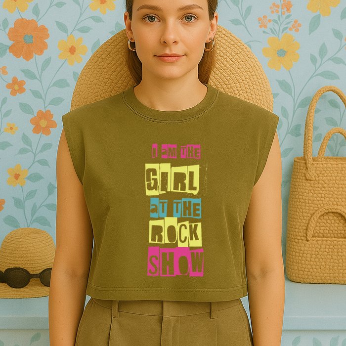 I Am The Girl At The R.O.C.K Show Funny Punk Rock Garment-Dyed Women's Muscle Tee