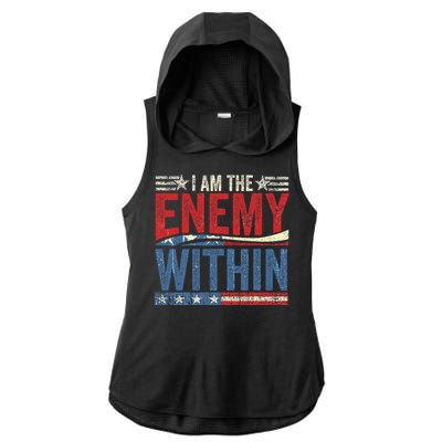 I Am The Enemy Within Pun Ladies PosiCharge Tri-Blend Wicking Draft Hoodie Tank