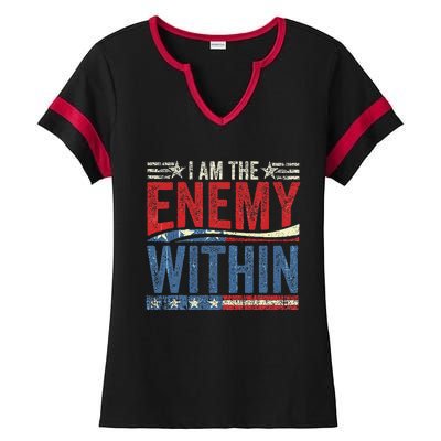 I Am The Enemy Within Pun Ladies Halftime Notch Neck Tee