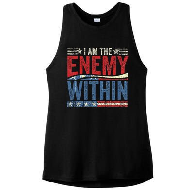 I Am The Enemy Within Pun Ladies PosiCharge Tri-Blend Wicking Tank