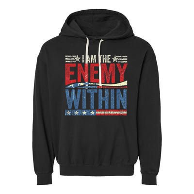 I Am The Enemy Within Pun Garment-Dyed Fleece Hoodie
