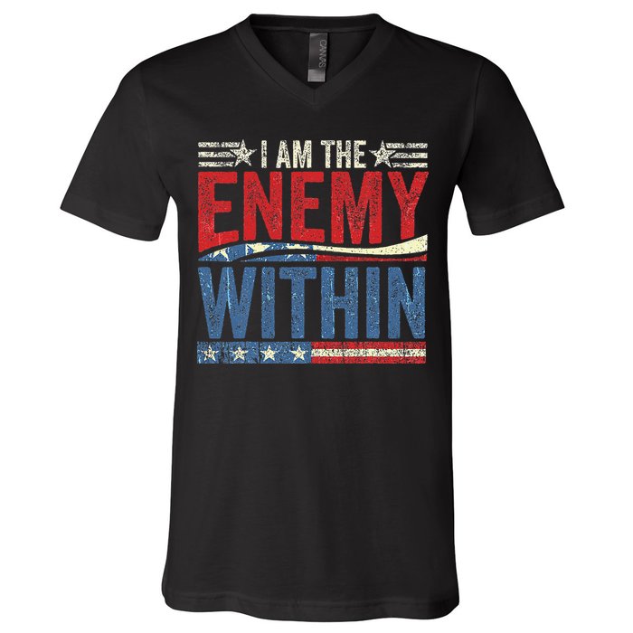 I Am The Enemy Within Pun V-Neck T-Shirt