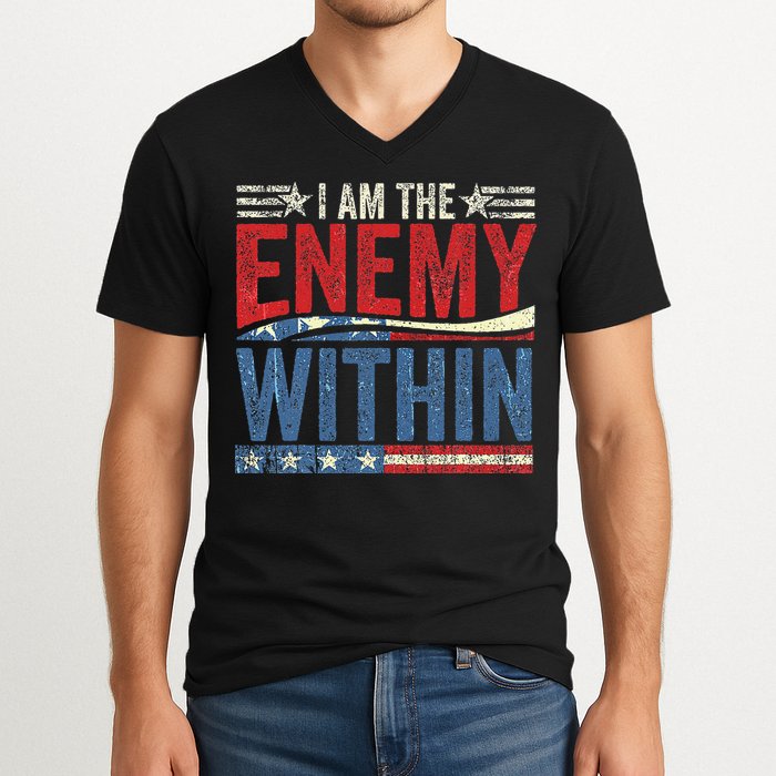 I Am The Enemy Within Pun V-Neck T-Shirt