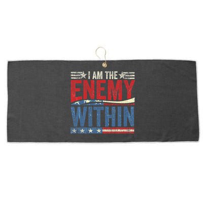 I Am The Enemy Within Pun Large Microfiber Waffle Golf Towel