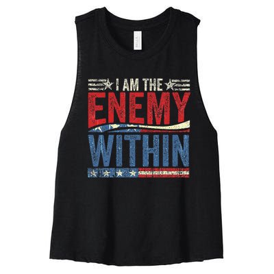 I Am The Enemy Within Pun Women's Racerback Cropped Tank