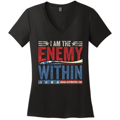 I Am The Enemy Within Pun Women's V-Neck T-Shirt