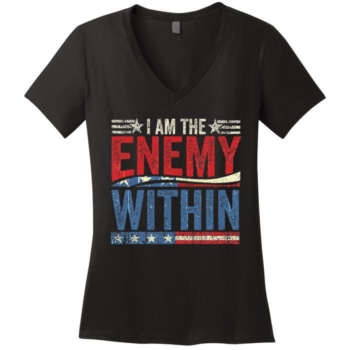 I Am The Enemy Within Pun Women's V-Neck T-Shirt